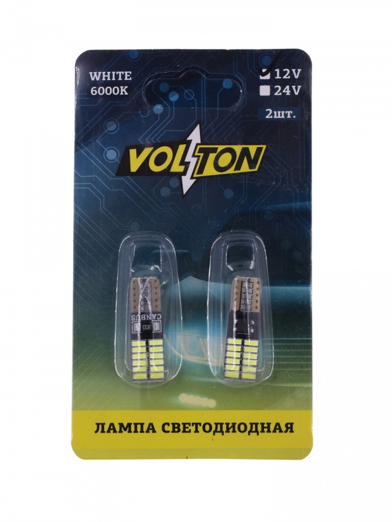 Лампа светодиодная T10 T104  (W2.1x9.5D) CANBUS 12V 24 SMD 4014 блис. 2 шт. 