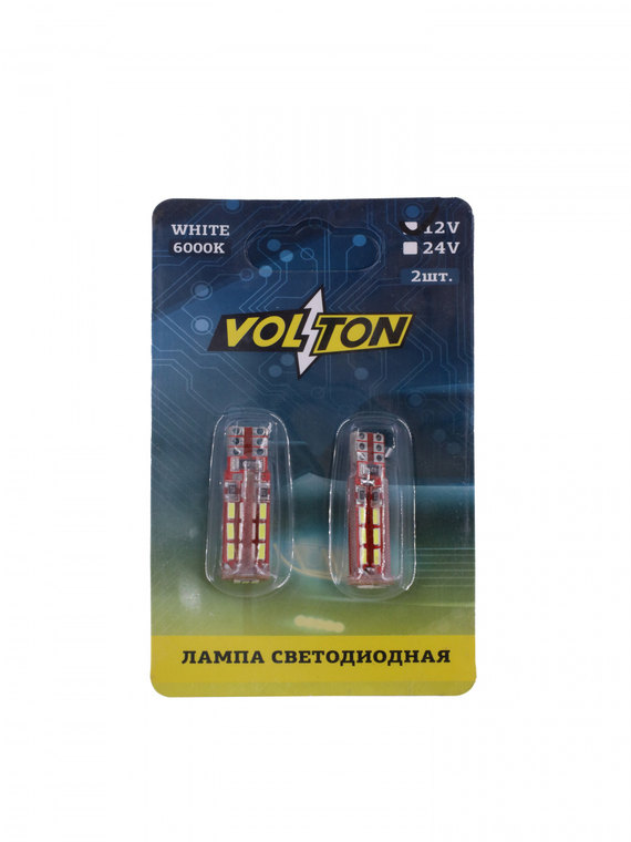 Лампа светодиодная T10 T104 (W2.1x9.5D) CANBUS 12V 27 SMD 4014 блис. 2 шт. 