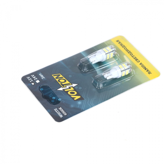 Лампа светодиодная T10 (W2.1x9.5D) 12V 30SMD 3014 9-30V W5W  блис. 2 шт. 